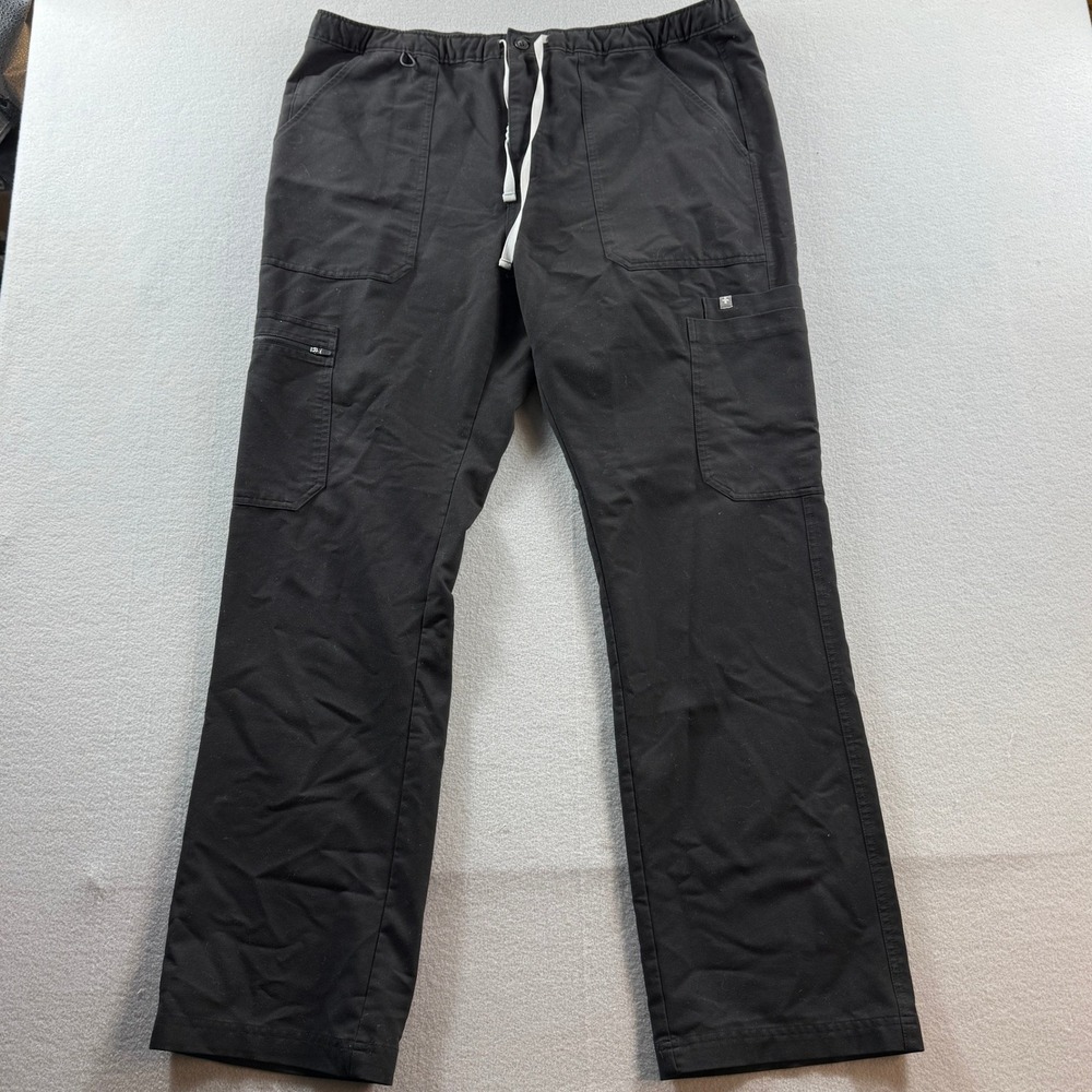 FIGS Axim Cargo Scrub Pants Men XL Black Drawstring Multiple Pockets TM3001